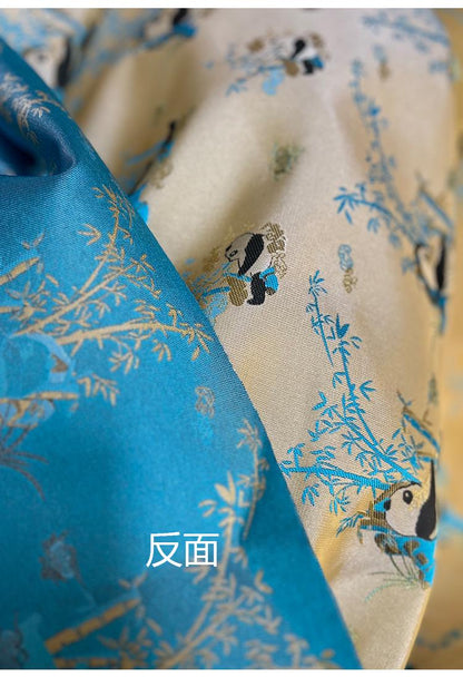 Tissu brocart jacquard bambou Panda : mélange de rayonne de 150 cm de large