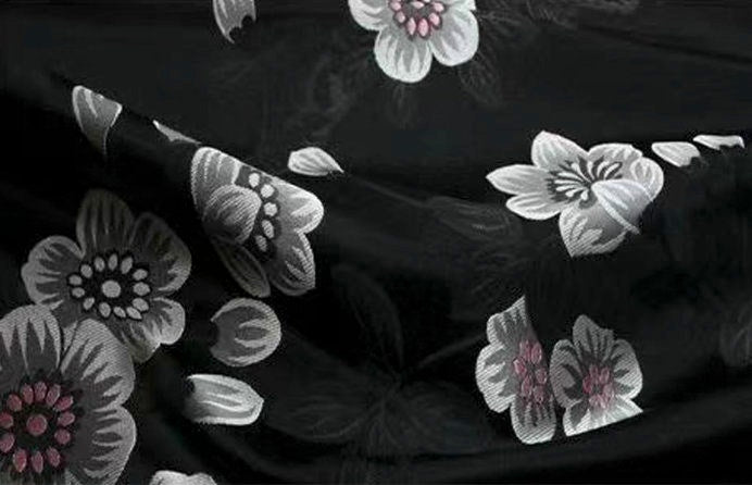 Plum Blossom Brocade Fabric: Chinese Jacquard Silk Rayon Blend
