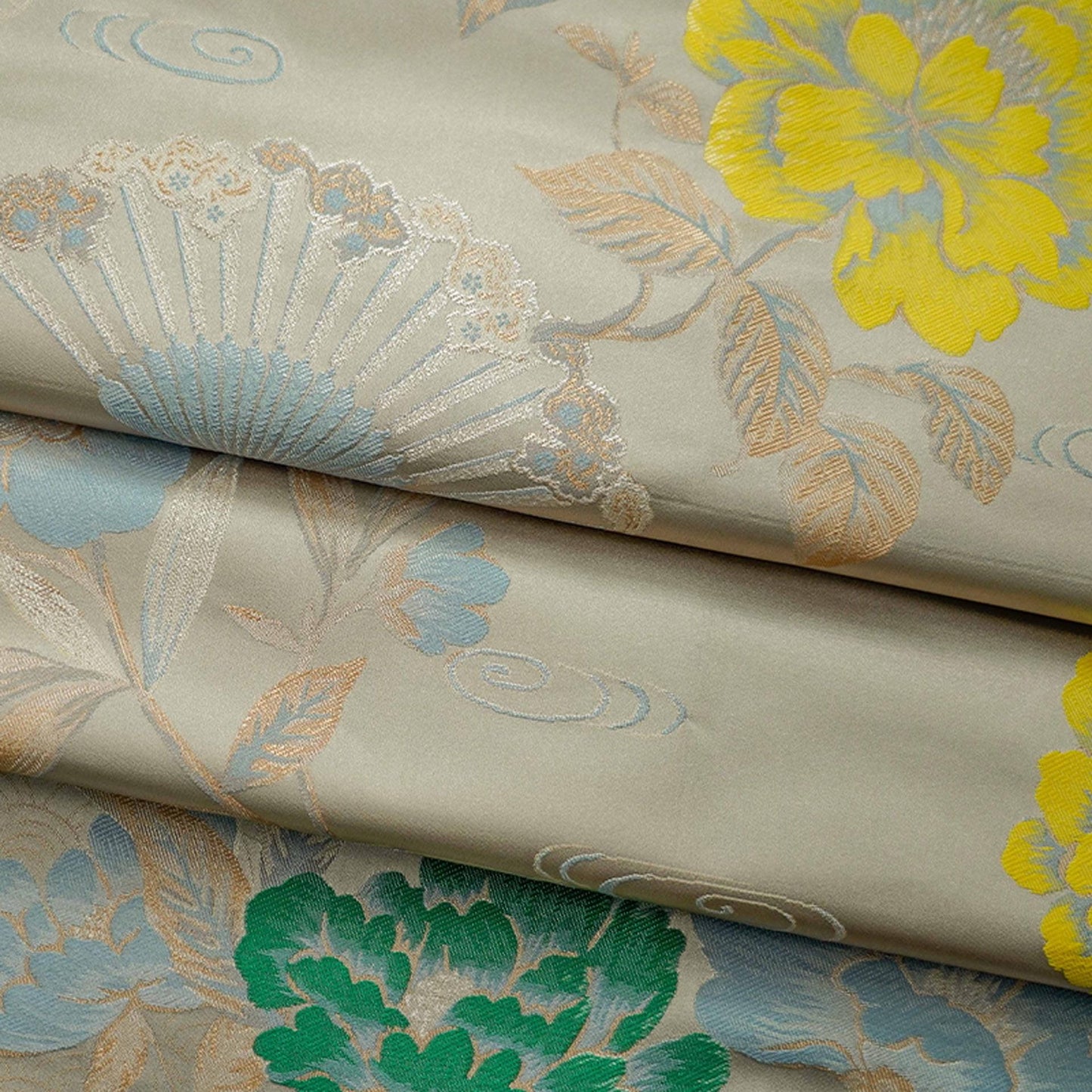 Tissu Rayon Peony Nishijin : Brocart floral japonais, 150 cm de large