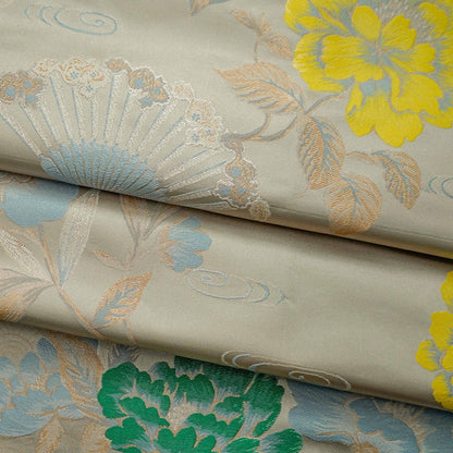 Tissu Rayon Peony Nishijin : Brocart floral japonais, 150 cm de large