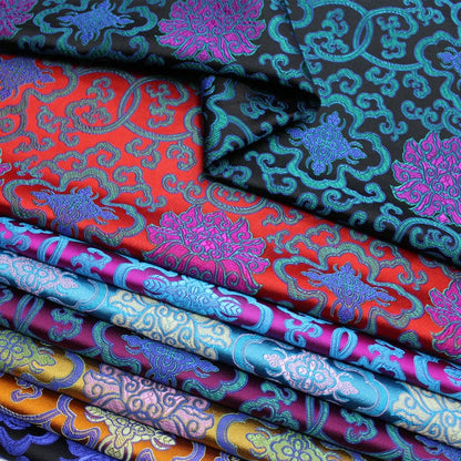 Floral Medallion Brocade Fabric: Silk Rayon Blend, 29.5" Wide