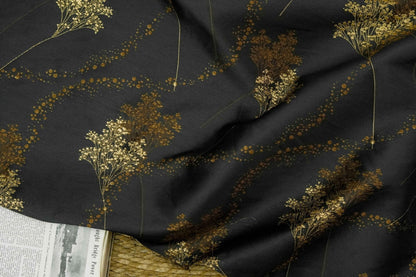 Tissu jacquard à fil doré : motif épis de blé rétro, 150 cm de large