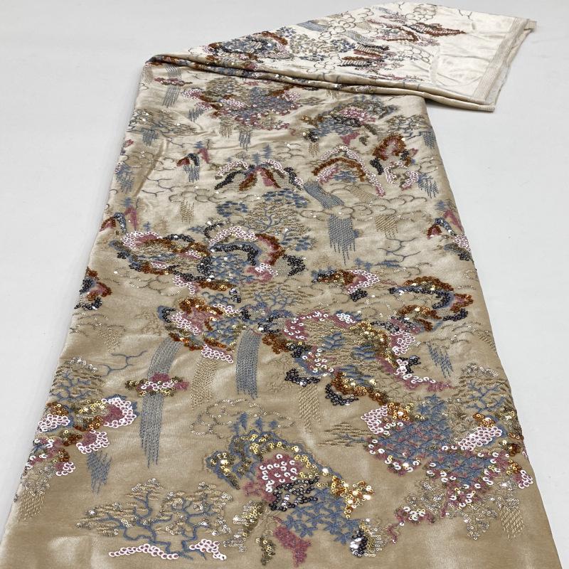 Embroidered Velvet Fabric ��" Wide Plush Material for Sewing & Upholstery