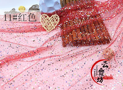 Tissu en tulle à paillettes : motif Bronzing Foli, 150 cm de large, pour cosplay DIY