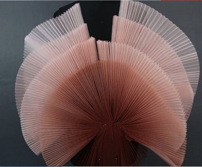 Gradient Pleated Organza Fabric: Stiff Texture, 63" Wide