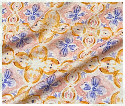 Tissu pour patchwork, coton à motifs floraux aquarelle : matériel de couture style chinois