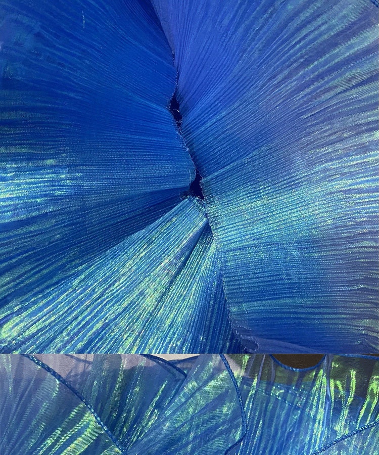 Two-Toned Ruffle Organza Fabric: 3D Folds, 15cm Wide