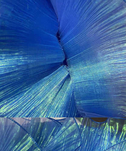Two-Toned Ruffle Organza Fabric: 3D Folds, 15cm Wide