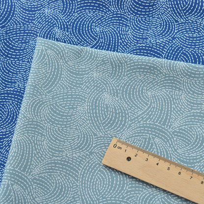 Japanese Cotton Fabric: Blue Koi Fish Print, Sewing & Upholstery