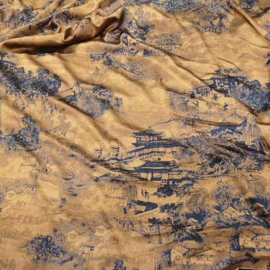 Tissu satiné pour la fête de Qingming : gaze de Canton gambierée, tissu à coudre (58 pouces de large)