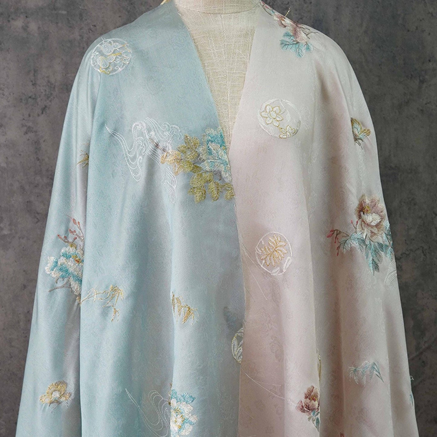 Embossed Flower Embroidery Organza Fabric: 59"W Silk Dress Material