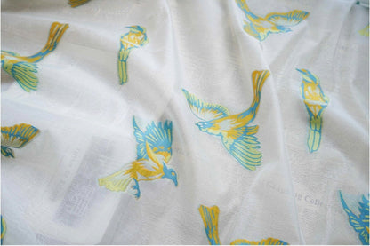 White Bird Jacquard Fabric: 3D Embroidery, 59" Wide, Nylon Polyester