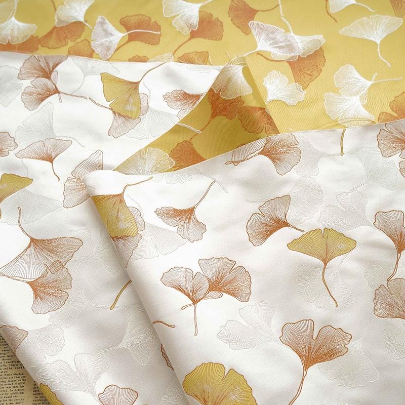 Ginkgo Leaf Jacquard Fabric: Soft Polyester Upholstery & Costume DIY