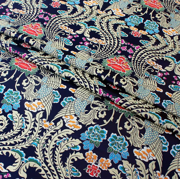 Gold Phoenix Brocade Fabric: Chinese Wedding Cheongsam Silk (58"W)