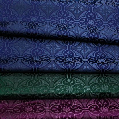 Plaid Brocade Fabric: Traditional Mongolian Robe Jacquard (29.5" W)