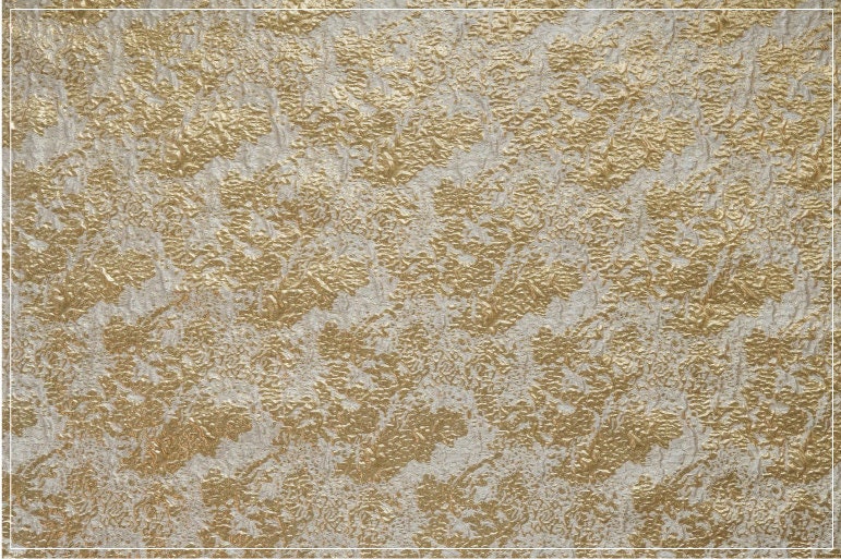 Gold Metallic Jacquard Fabric: 3D Embossed Woven Upholstery, Costume, Decor (59"W)