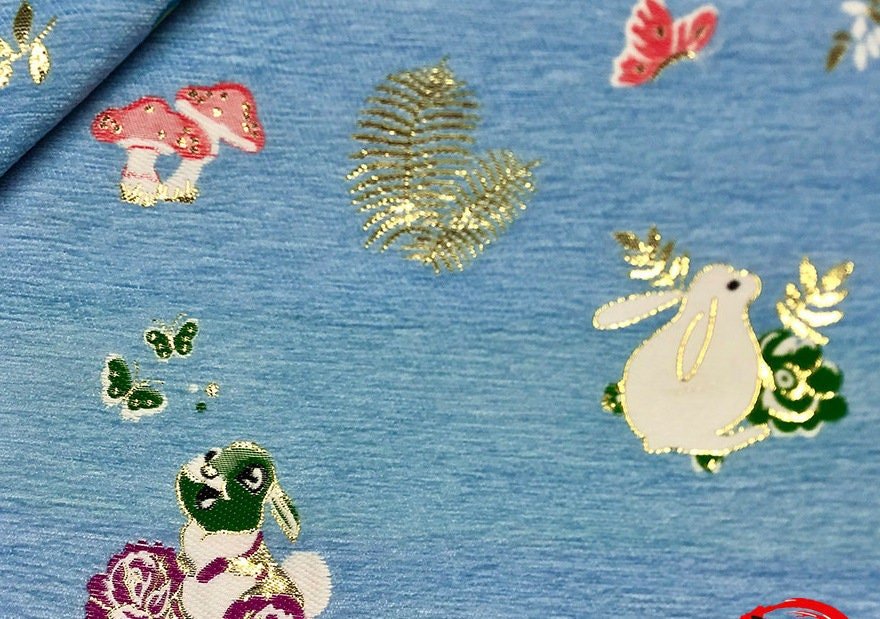 Rabbit Chenille Jacquard Fabric: 59"W Brocade Upholstery, Quilting, Sewing - Poppylollipop