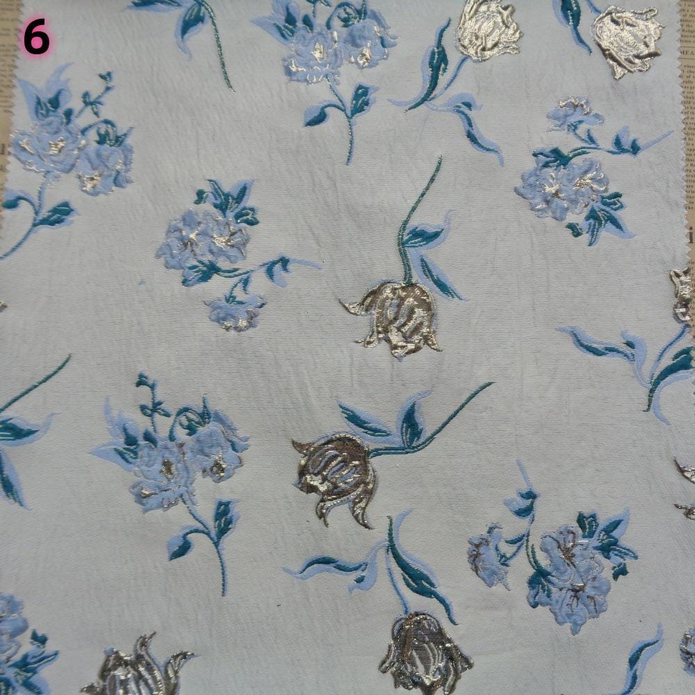 Magnolia Gold Foil Jacquard Chenille Fabric: Floral Upholstery, 56"W