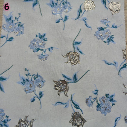 Magnolia Gold Foil Jacquard Chenille Fabric: Floral Upholstery, 56"W