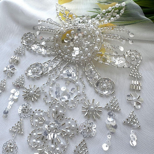 Bordure en dentelle brodée : voile de mariée ivoire clair, accessoire à faire soi-même