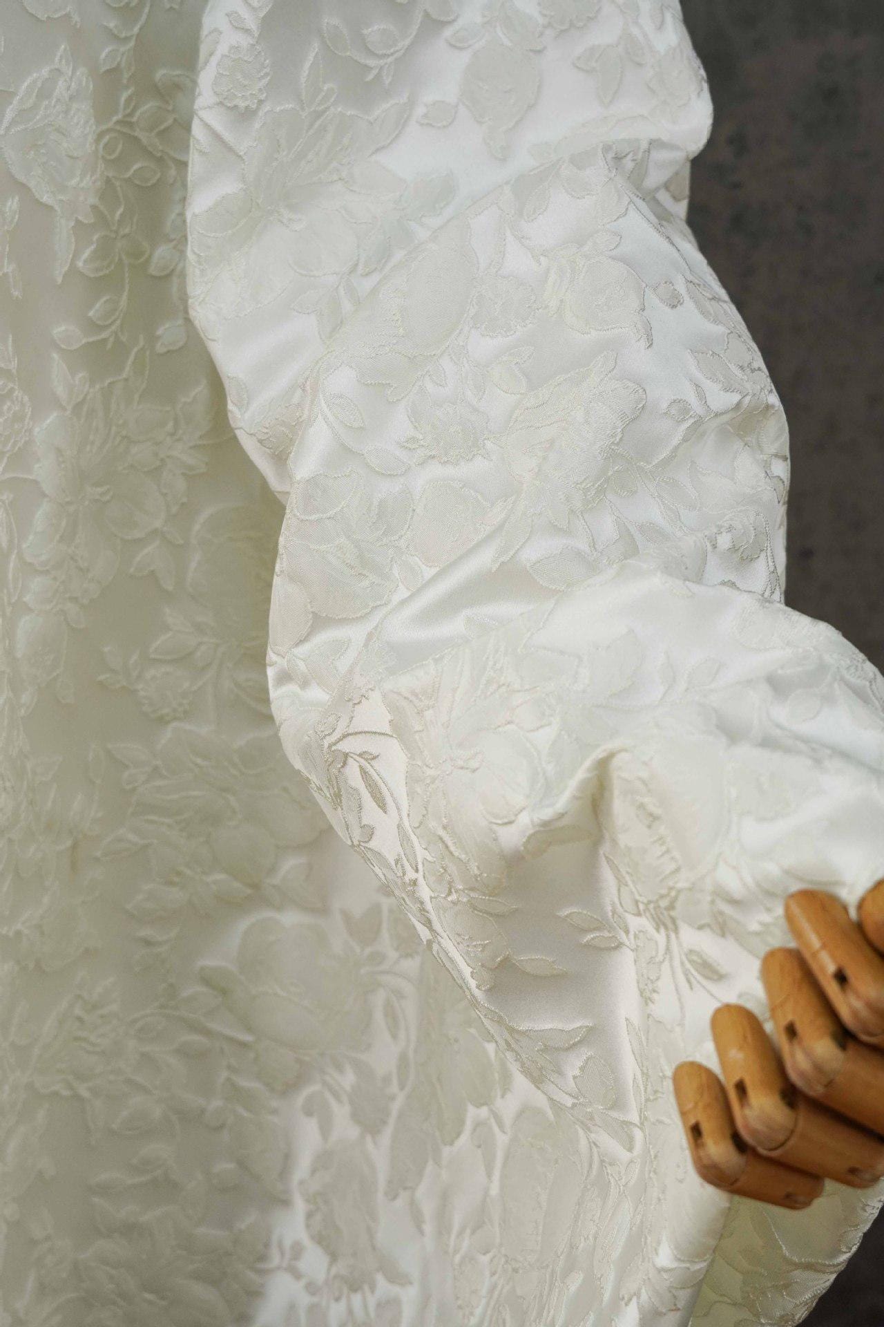 Romantic Off-White Embossed Rose Jacquard Fabric ��� Upholstery, Quilting & Home Dec"Wide