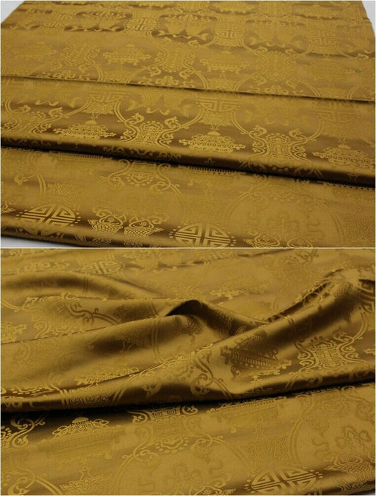 Chinese Silk Brocade Fabric: Pisces Double Pattern, Upholstery & Costume