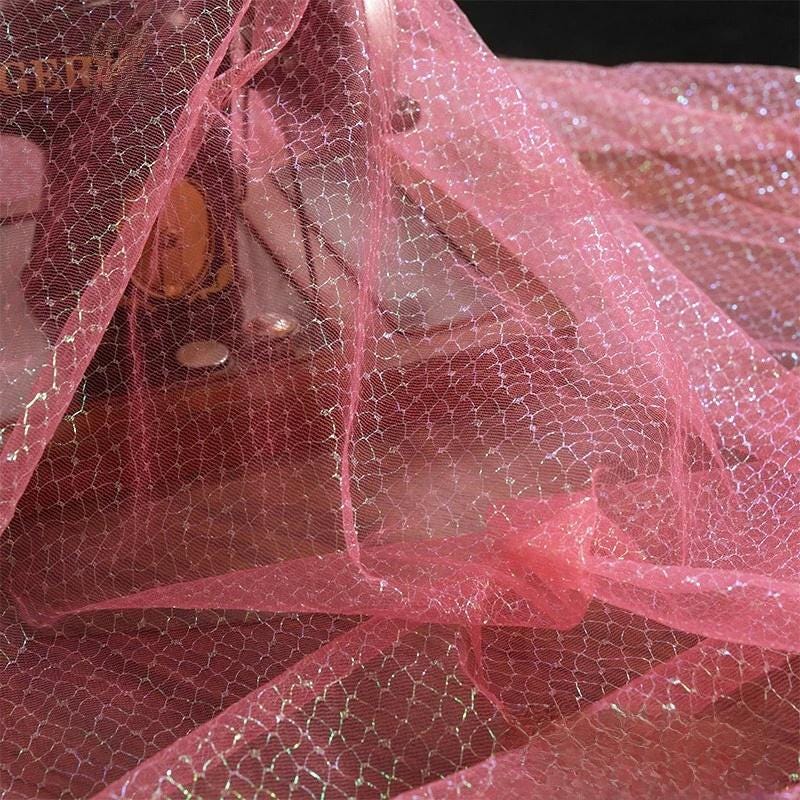 Tissu en maille dégradée laser, dentelle ajourée colorée, robe de bal, confection de poupées, couture, bricolage, au mètre