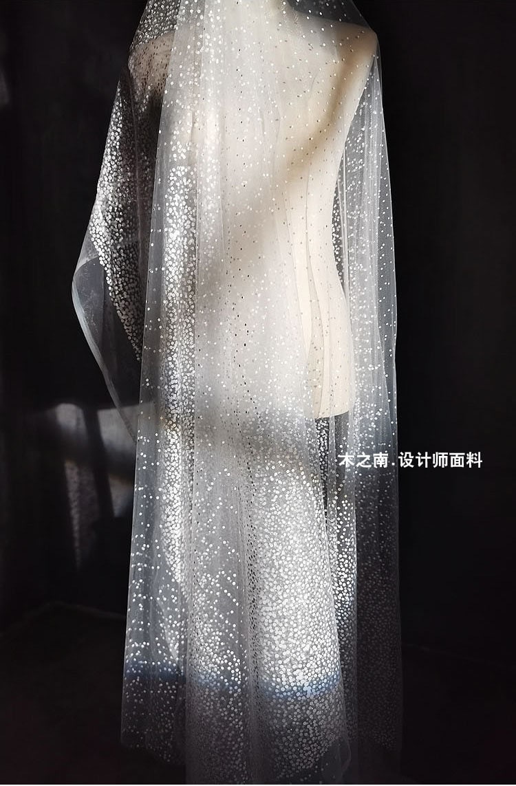 Glitter Dot Soft Mesh Fabric, 59"W, Veil, Costume, Sewing
