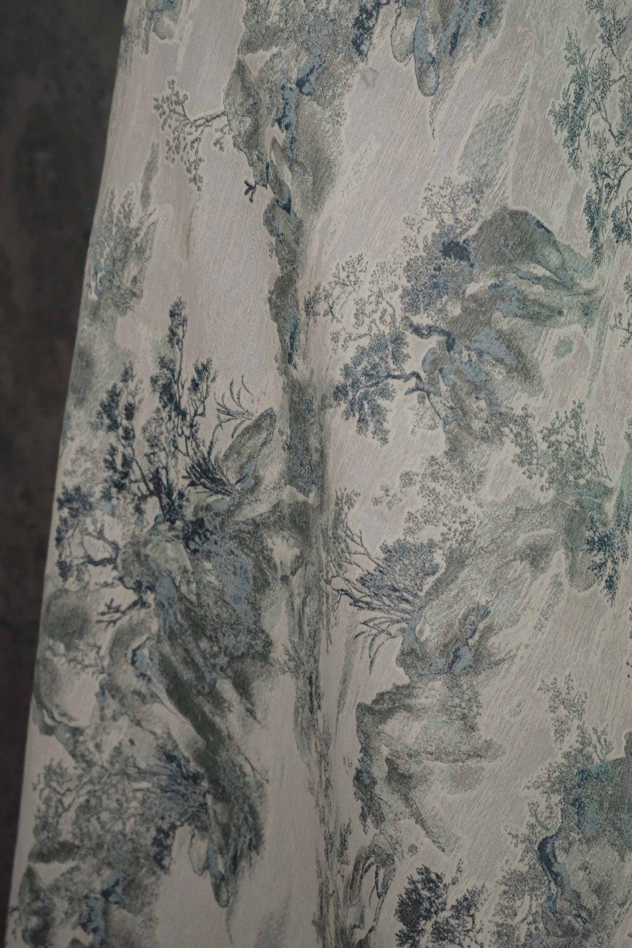 Chinese Landscape Jacquard Fabric: Elegant Upholstery & Dress Sewing (60"W)