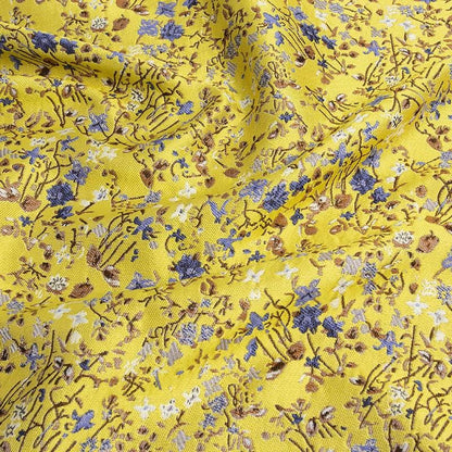 Tissu jacquard à motifs floraux : rayonne polyester gaufrée réversible, 150 cm de large