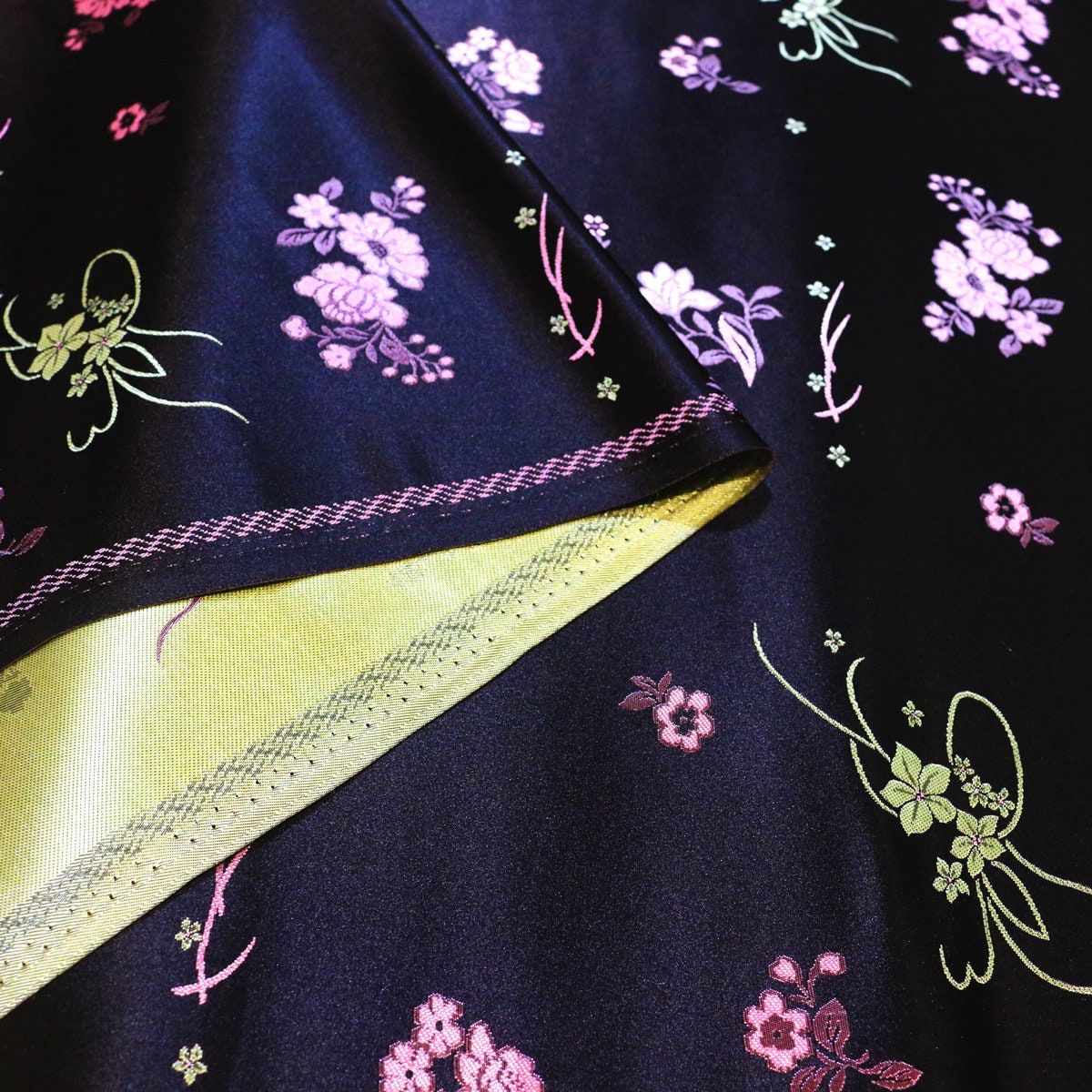 Black Floral Brocade Fabric: 29.5"W Rayon Textiles, Upholstery & Drapery - By The Meter