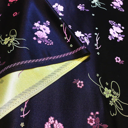 Black Floral Brocade Fabric: 29.5"W Rayon Textiles, Upholstery & Drapery - By The Meter