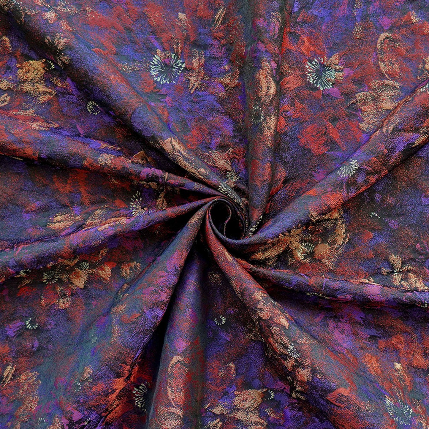 Retro Abstract Floral Jacquard Upholstery Fabric - 64" Wide