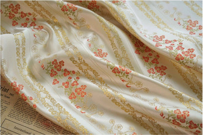 Gold Thread Jacquard Fabric: Retro Floral Upholstery, Costume, Decor