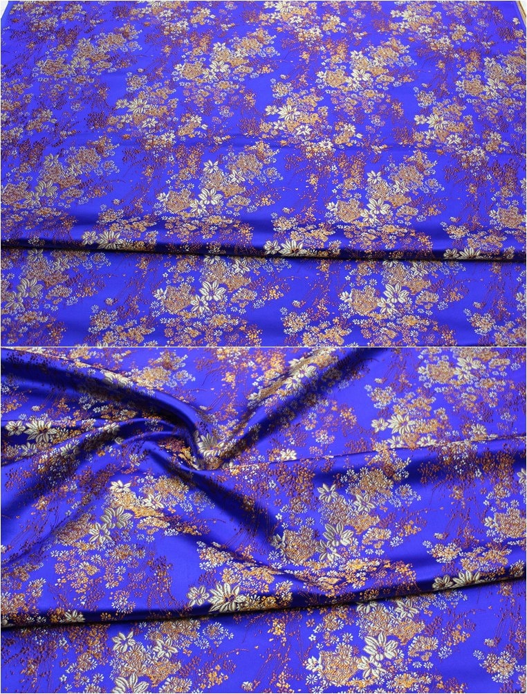 Floral Chinese Brocade Fabric: Silk Rayon Blend, Sewing Quilting Fabric