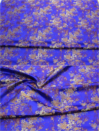 Floral Chinese Brocade Fabric: Silk Rayon Blend, Sewing Quilting Fabric