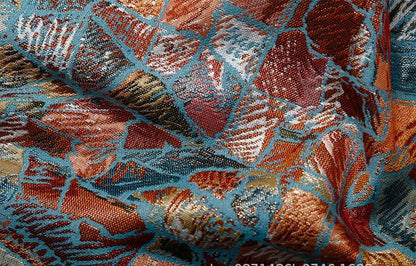 Tissu jacquard chenille : motif vitrail, 140 cm de large