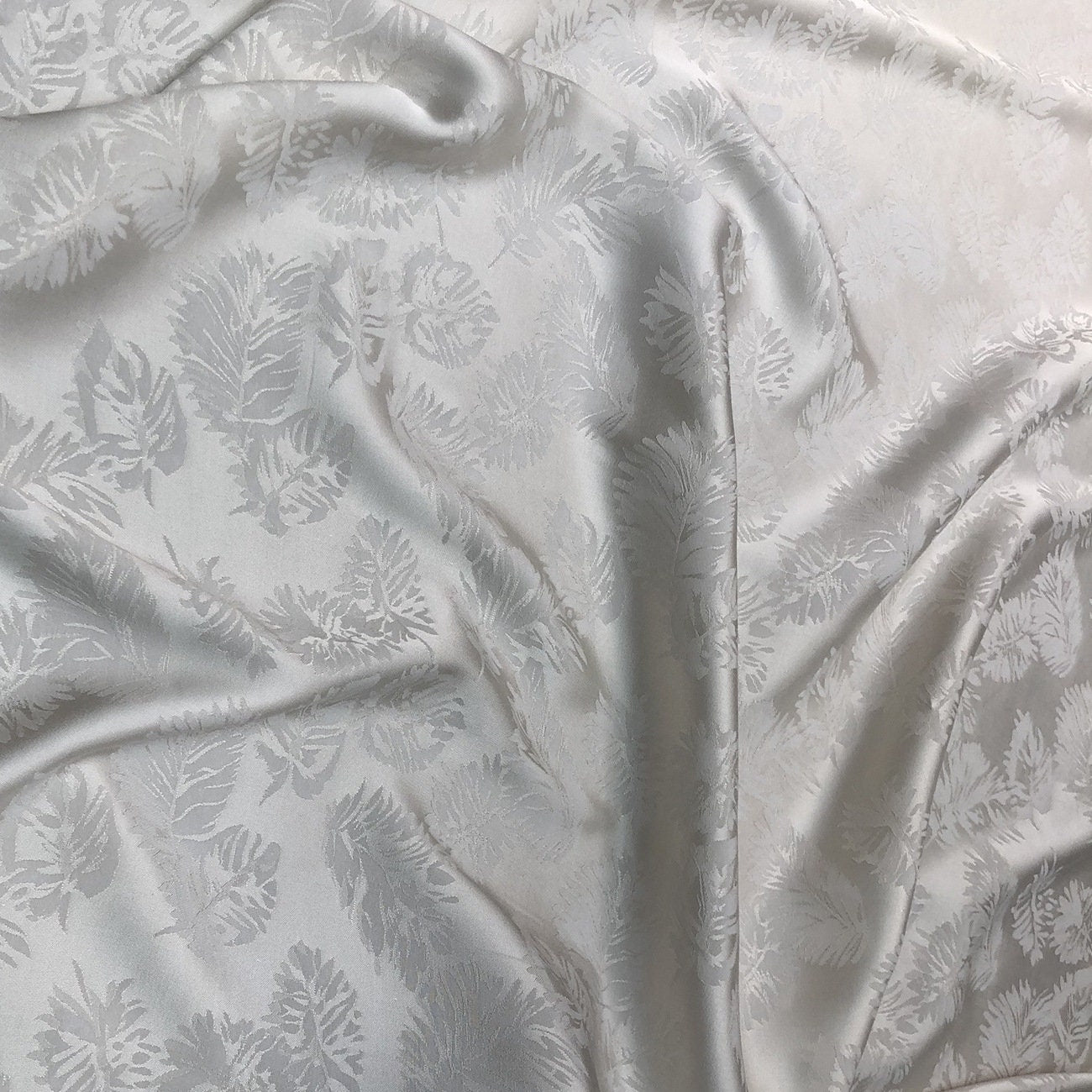 Leaf Pattern Jacquard Satin Damask Fabric - 59" Wide Rayon Upholstery