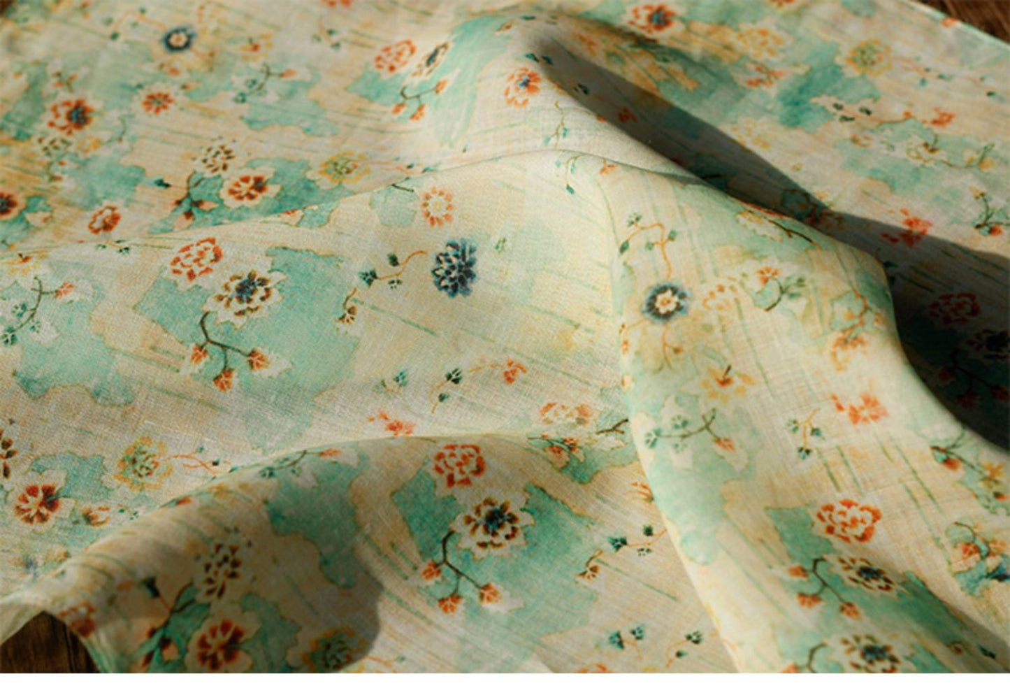 Floral Ramie Fabric: Soft Clothing & Home Textile, 55"W