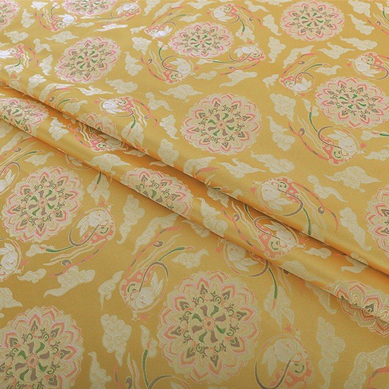 Dunhuang Baoxiang Brocade Fabric: 59"W Tibetan Robe Cheongsam Material - Poppylollipop