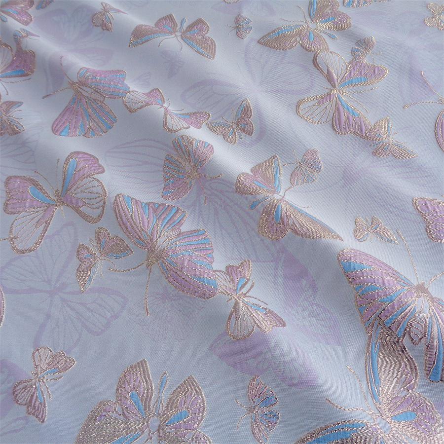 Butterfly Jacquard Fabric with Gold Thread: 58" Wide, By The Meter