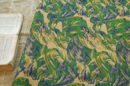 Gold Thread Jacquard Fabric: Oil Painting Style, 54" Wide