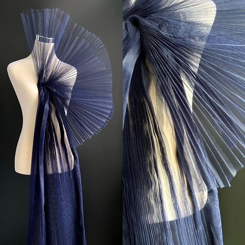 Pleated Tulle Fabric: 59" Wide Stiff Mesh, Designer Wedding Material