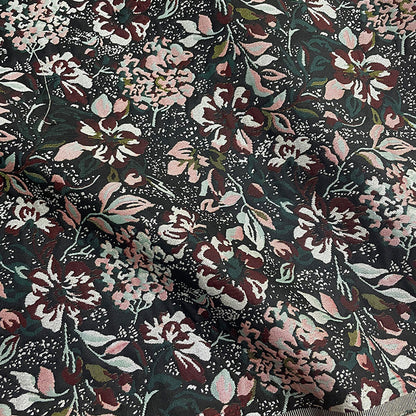 Autumn Floral Jacquard Fabric: Thick Stiff Upholstery, Costume, Decor