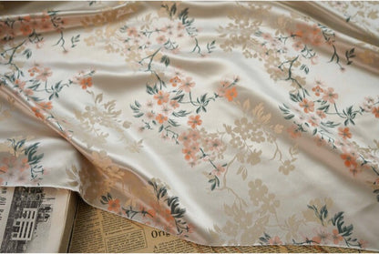 Floral Print Satin Fabric: Soft Polyester Material, 65" Wide