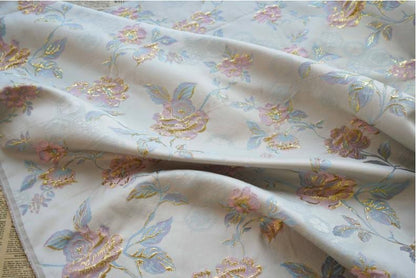 Tissu jacquard à motif floral : Damas rétro palais, 150 cm de large, vendu au mètre