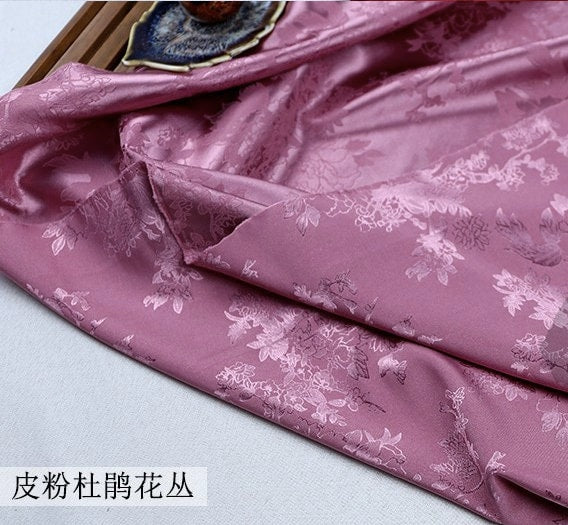 Jacquard Satin Fabric: 59" Rhododendron Antique Cosplay Costume Material