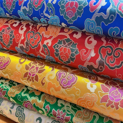 Lotus Flower Brocade Fabric: Chinese Cheongsam Style, 27.5"W