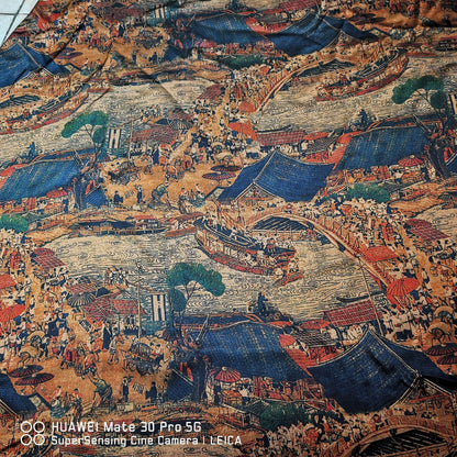 River on the Qingming Festival Fabric: 58" Gambiered Canton Gauze Satin