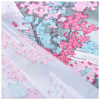 Mount Fuji Cotton Fabric: Japanese Floral Print, Sewing & Upholstery
